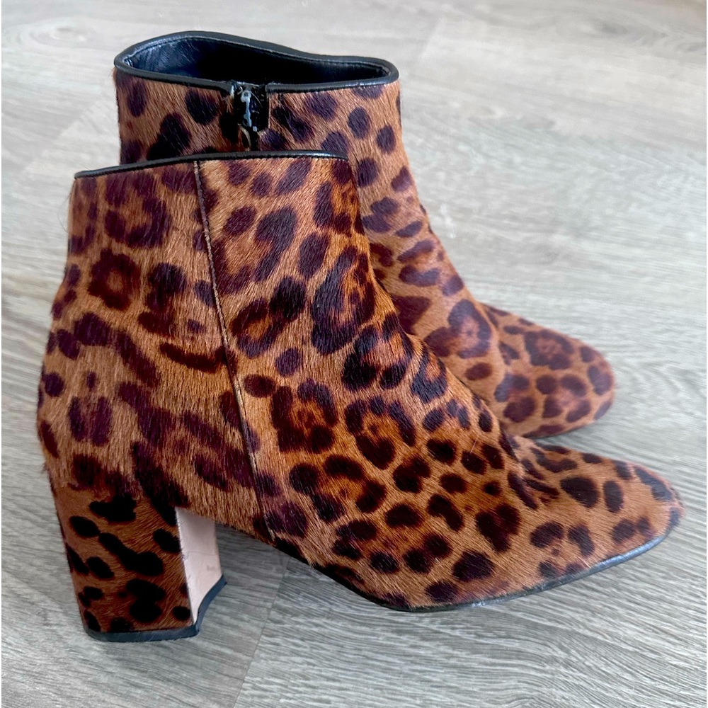 Zara Leather Leopard Ankle Booties